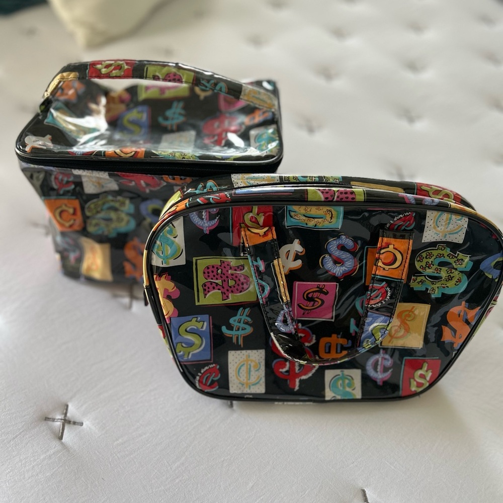 Set of 2 Nick & Nora Money travel cosmetic bags